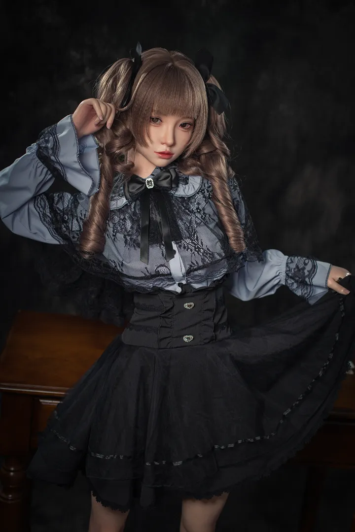 148cm (4ft10) B-Cup Gaya Gothic Lolita Silikon Anak Patung Seks Xiaorou, ROS Kepala #103B